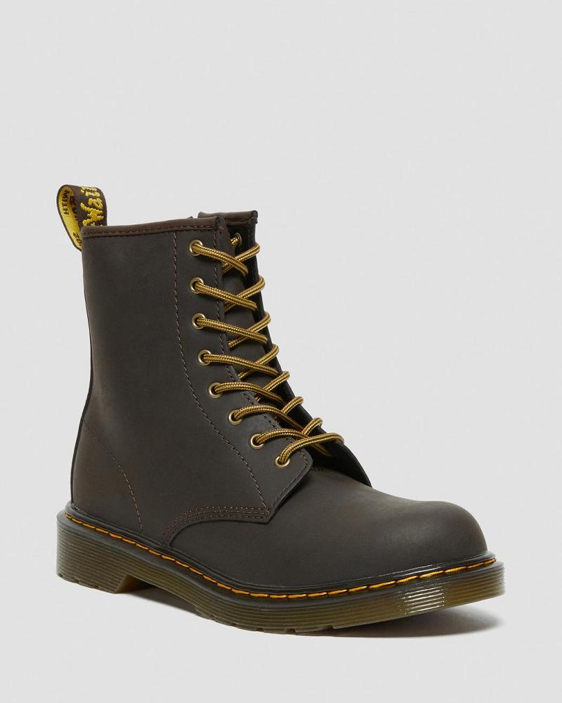 Dr Martens Youth 1460 Wildhorse Læder Snørestøvler Børn Mørkebrune | DK 716NWY